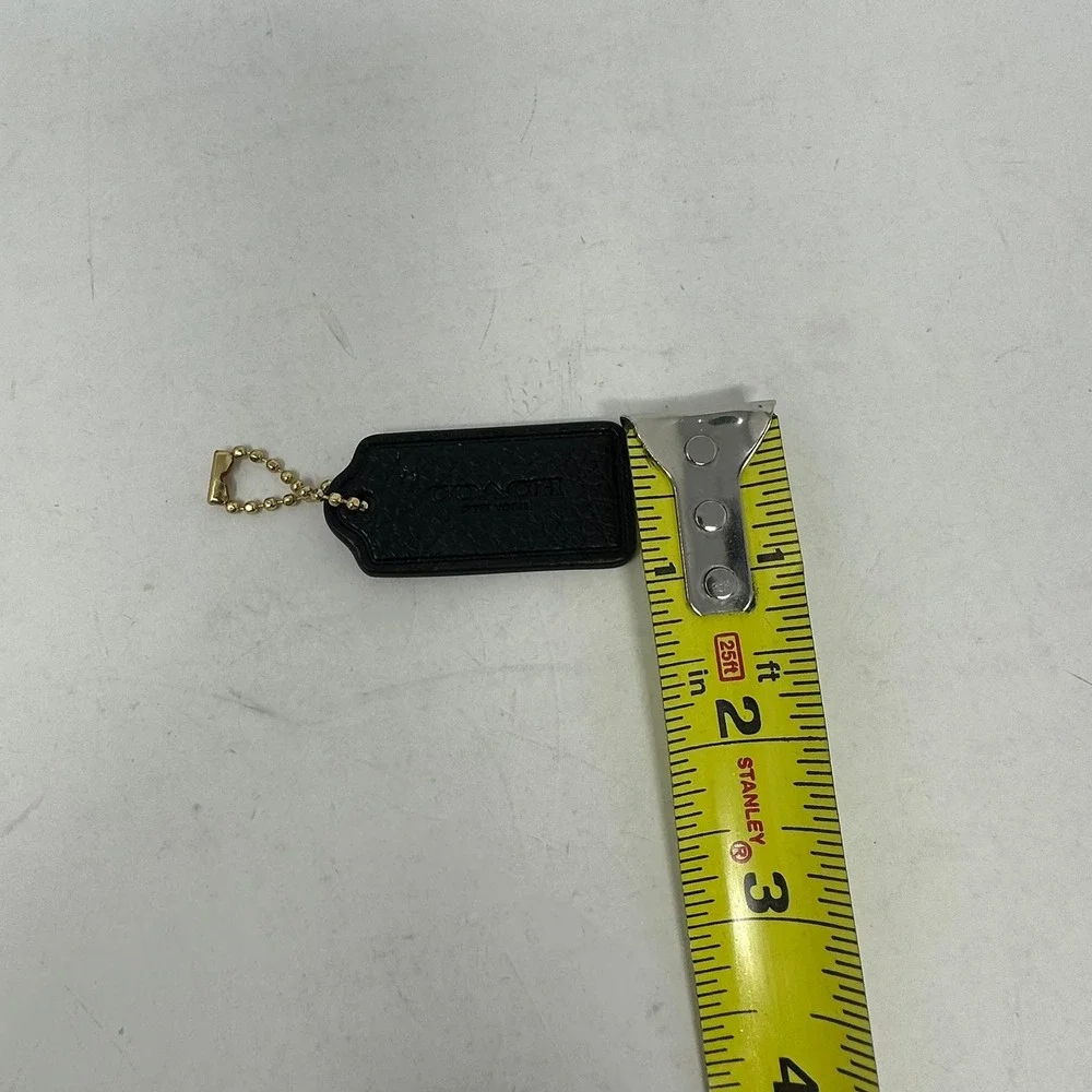 Coach Hangtag Unisex OS Black Leather Replacement Bag Charm Gold Chain